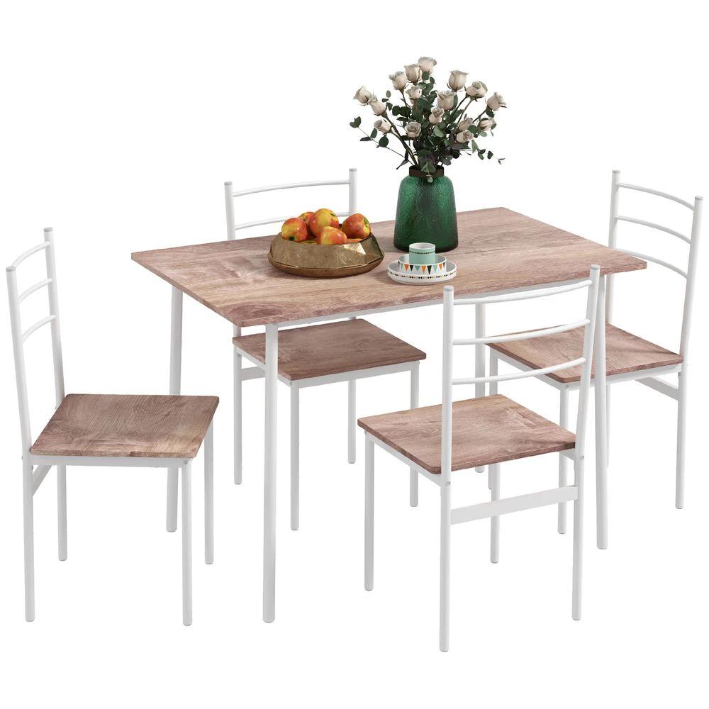 5 Piece Homcom Dining Table and Chairs Set, Space Saving Table and 4 Chairs by HOMCOM