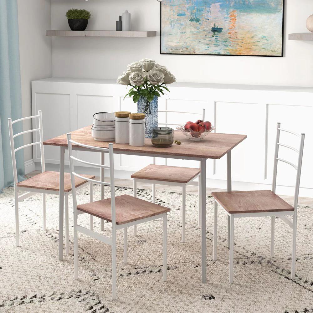 5 Piece Homcom Dining Table and Chairs Set, Space Saving Table and 4 Chairs by HOMCOM