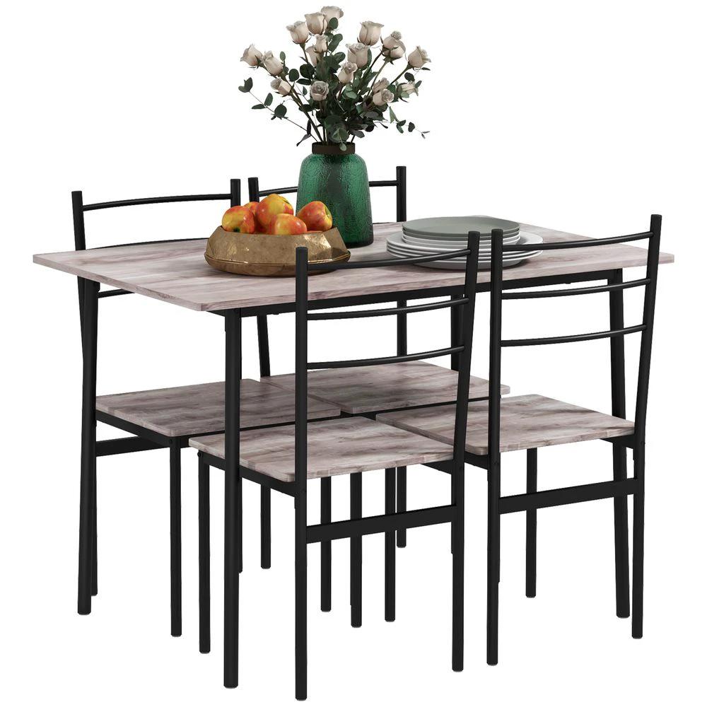 HOMCOM 5 Piece Homcom Dining Table and Chairs Set, Space Saving Table and 4 Chairs - Uncategorized Dining Set