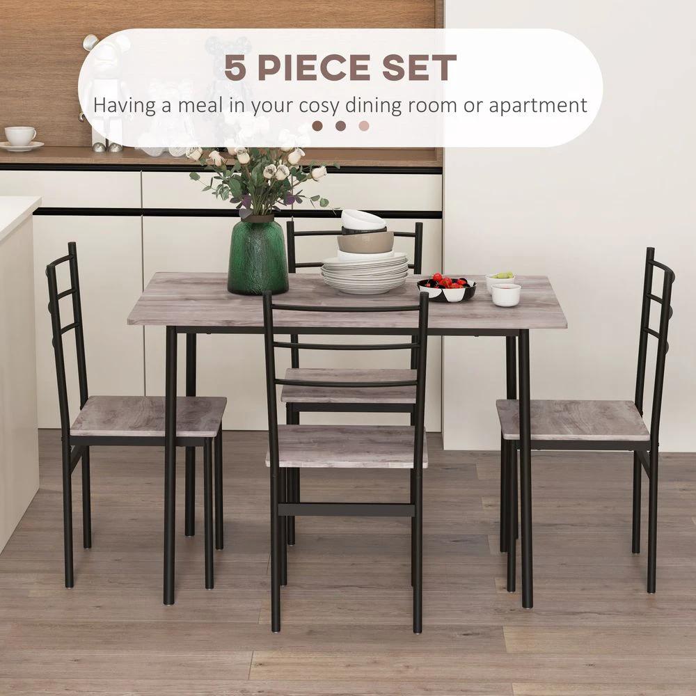 HOMCOM 5 Piece Homcom Dining Table and Chairs Set, Space Saving Table and 4 Chairs - Uncategorized Dining Set