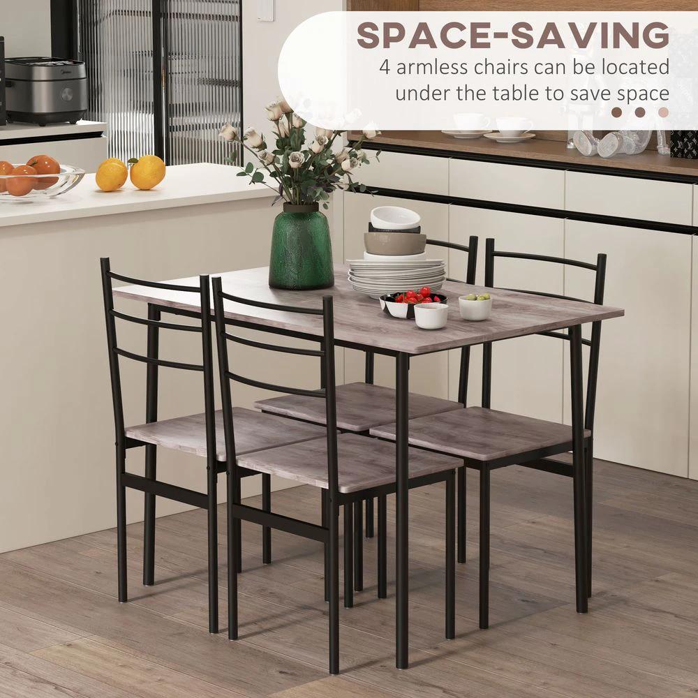 HOMCOM 5 Piece Homcom Dining Table and Chairs Set, Space Saving Table and 4 Chairs - Uncategorized Dining Set