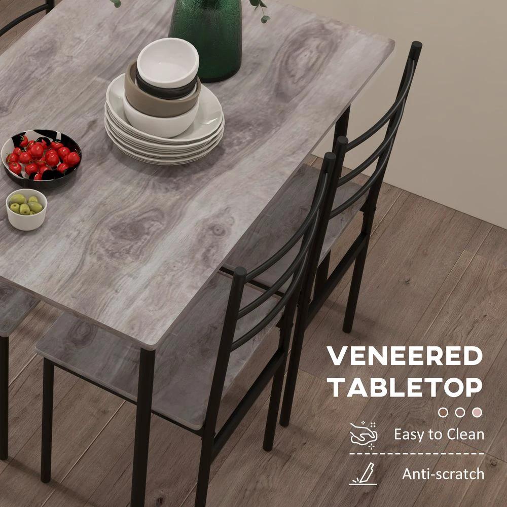 HOMCOM 5 Piece Homcom Dining Table and Chairs Set, Space Saving Table and 4 Chairs - Uncategorized Dining Set