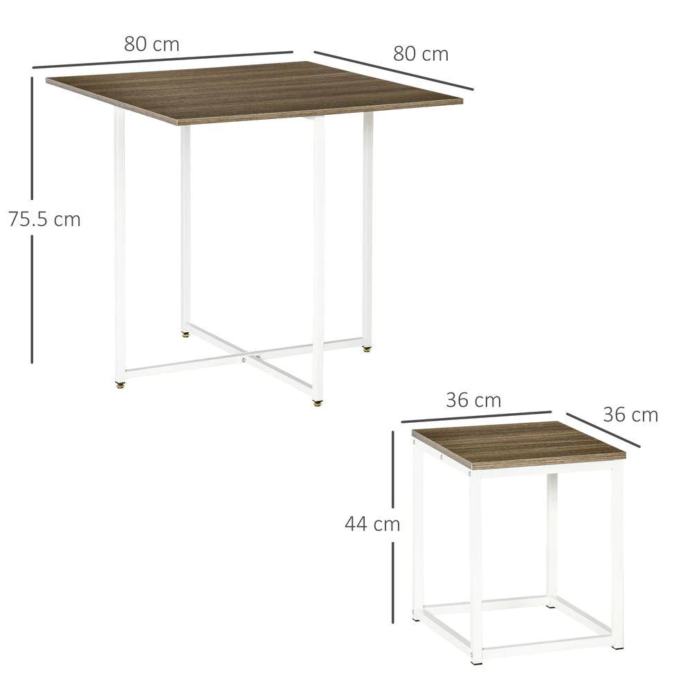 5-Piece Homcom Dining Table Set Metal Frame Square 4 Chairs Walnut by HOMCOM