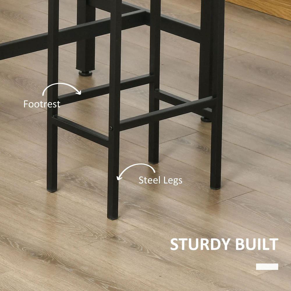 HOMCOM Industrial Bar Table Set, 2 Stools, 3PC Counter Height Rustic Brown - Dining Set