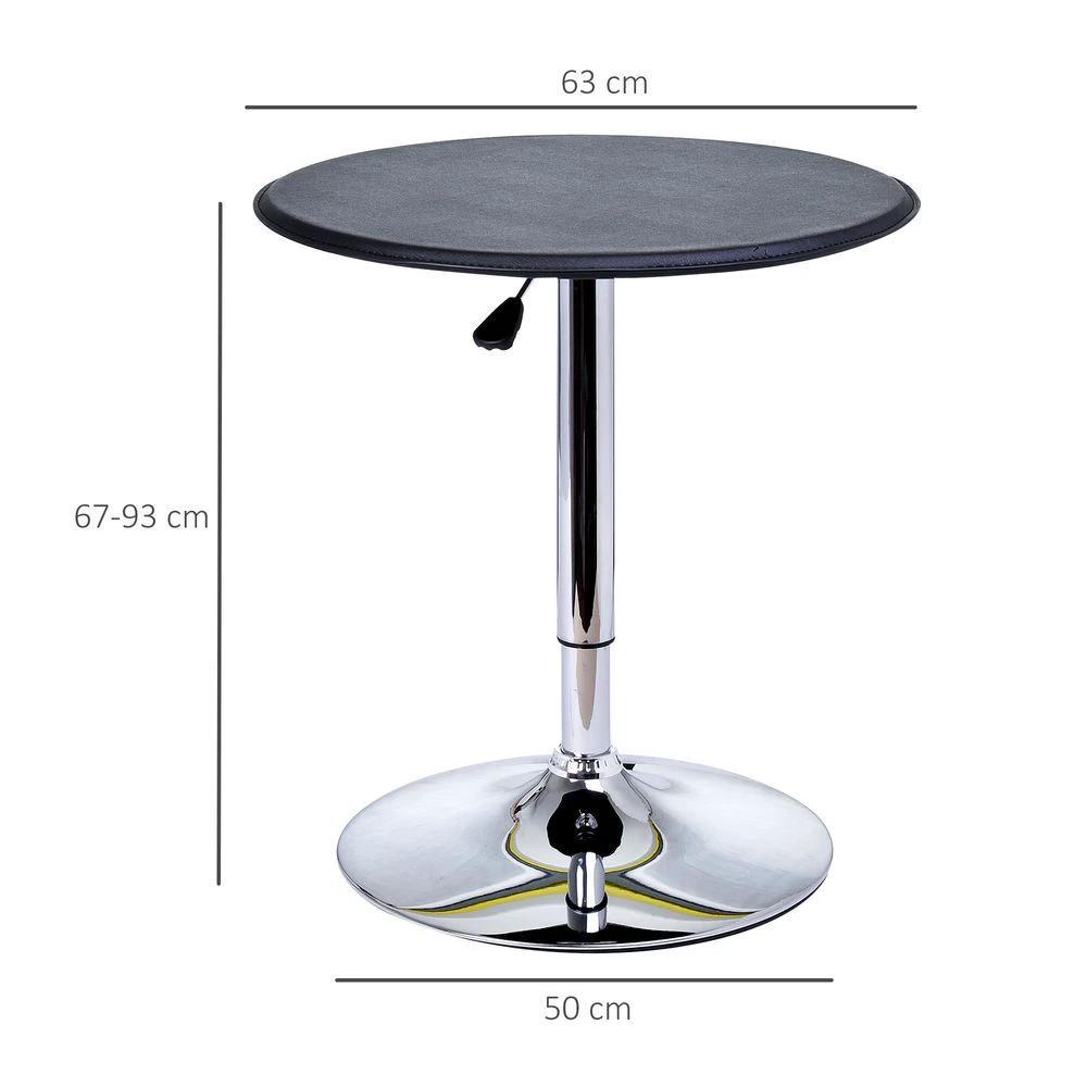 HOMCOM Chrome Steel Height Adjustable Round Bar Table Dinning Table Black - Uncategorized Dining Table