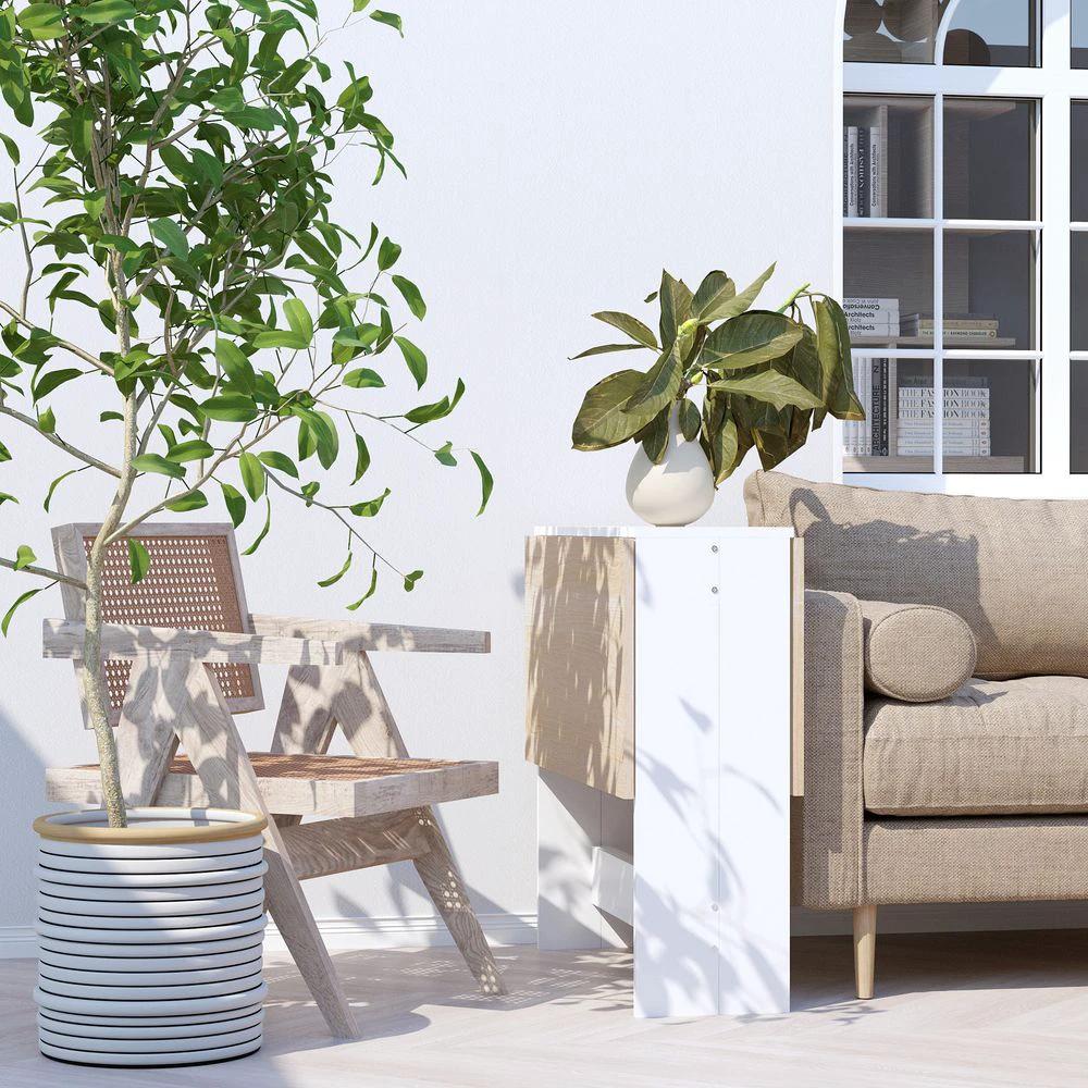 Drop Leaf Table Folding Dining Space Saving-Oak White Colour by HOMCOM
