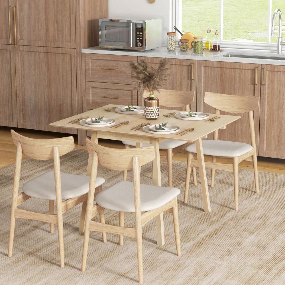 Extendable Kitchen Table for 2-4, Folding Drop Leaf Dining Table for Small Space by HOMCOM