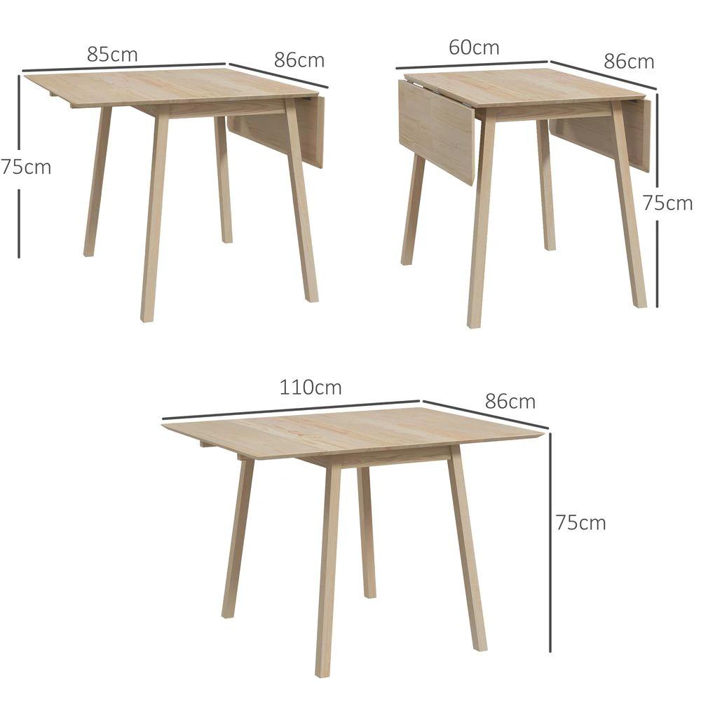 Extendable Kitchen Table for 2-4, Folding Drop Leaf Dining Table for Small Space by HOMCOM