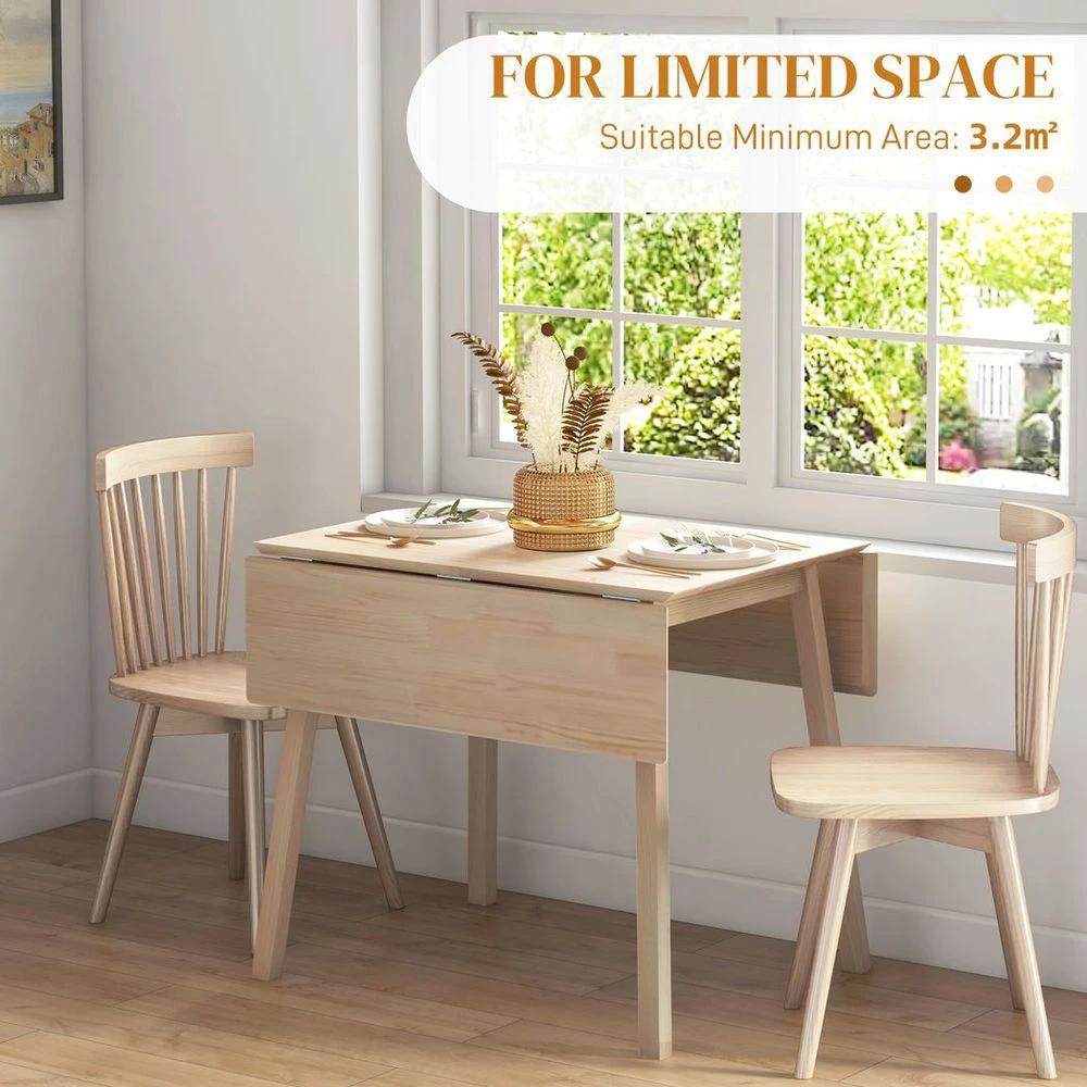 Extendable Kitchen Table for 2-4, Folding Drop Leaf Dining Table for Small Space by HOMCOM