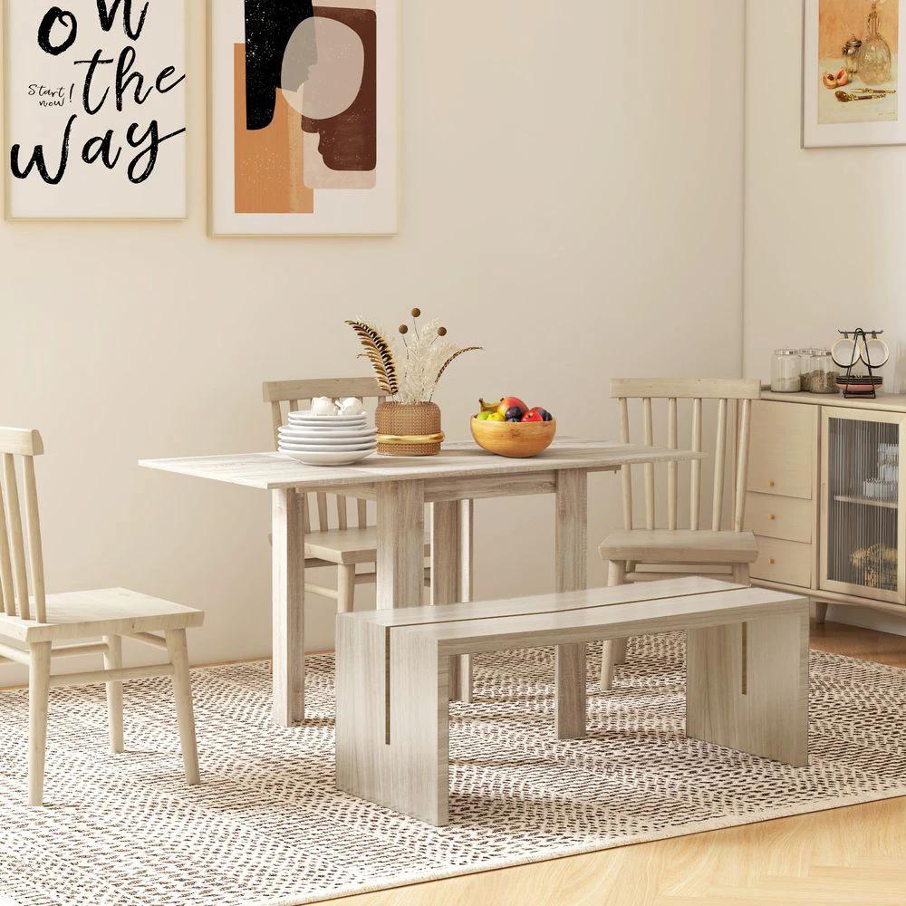 Folding Dining Table Extendable Kitchen Table Drop Leaf Table for 2-4 by HOMCOM