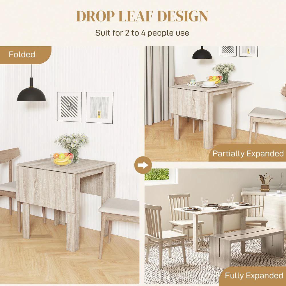 Folding Dining Table Extendable Kitchen Table Drop Leaf Table for 2-4 by HOMCOM