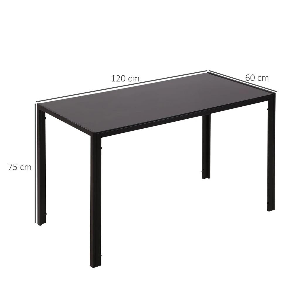 HOMCOM Modern Rectangular 4 Seater Dining Table with Tempered Glass Top - Uncategorized Dining Table