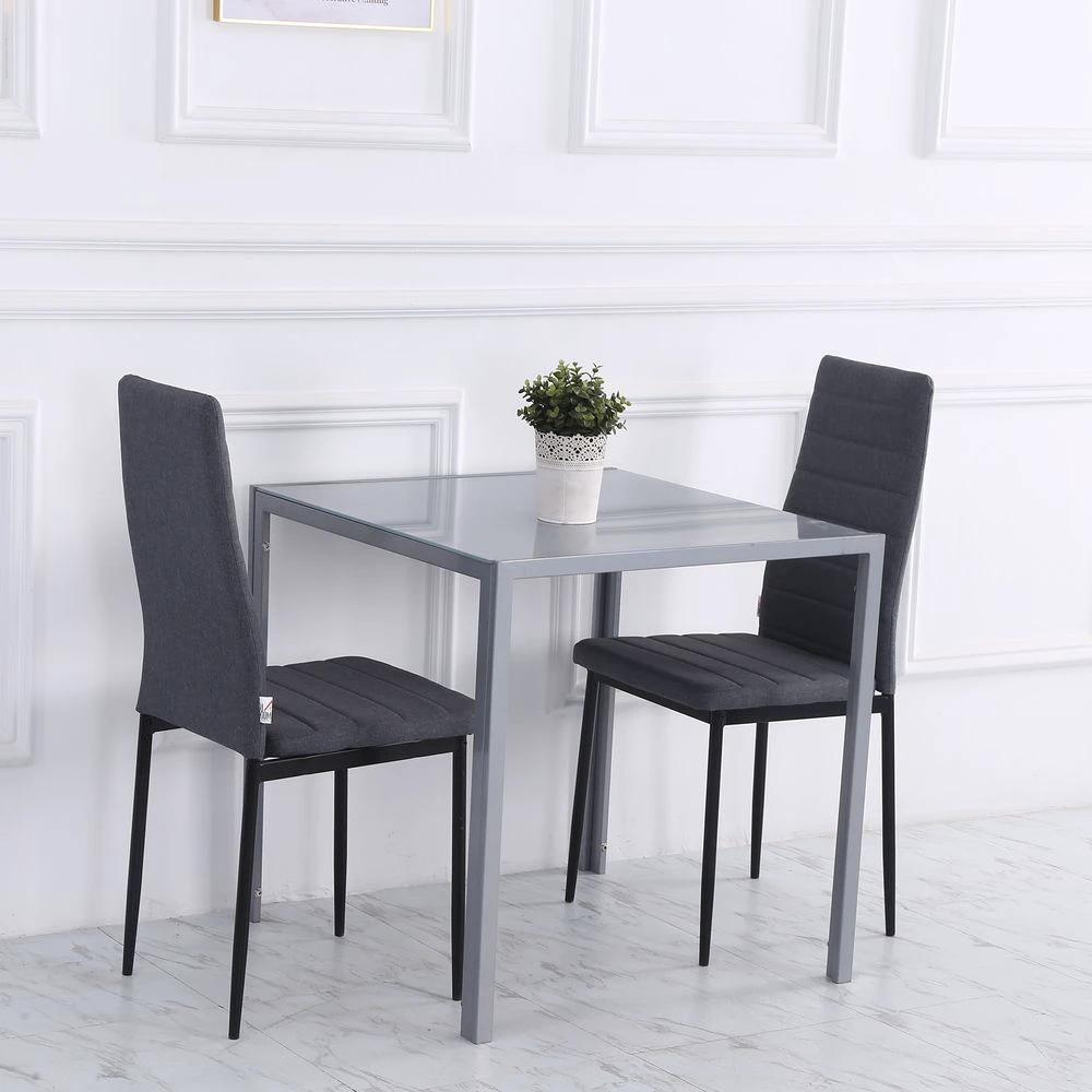 Modern Square Dining Table with Tempered Glass Top & Metal Legs by HOMCOM