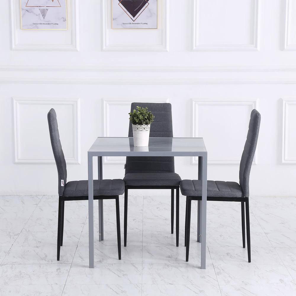 HOMCOM Modern Square Dining Table with Tempered Glass Top & Metal Legs - Uncategorized Dining Table