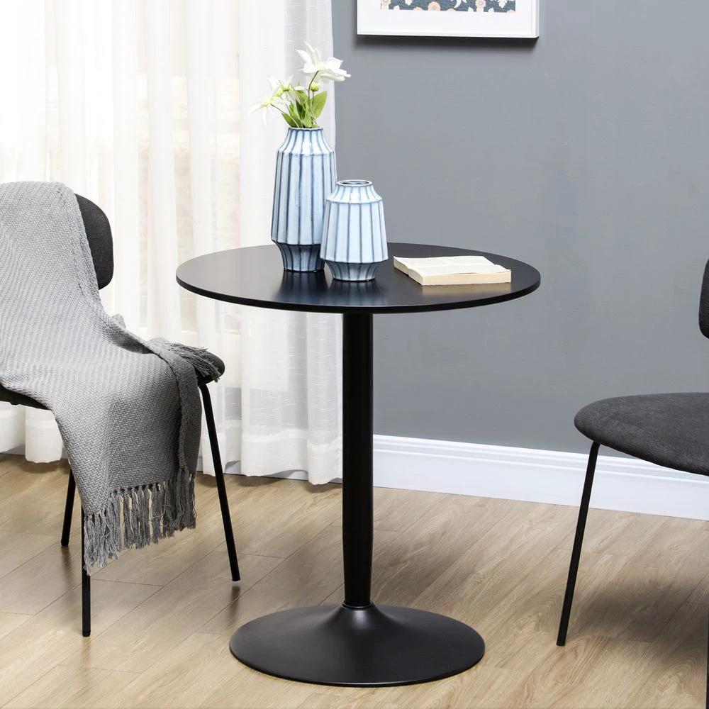 Round Dining Table with Steel Base, Non-slip Pad for Living Room by HOMCOM