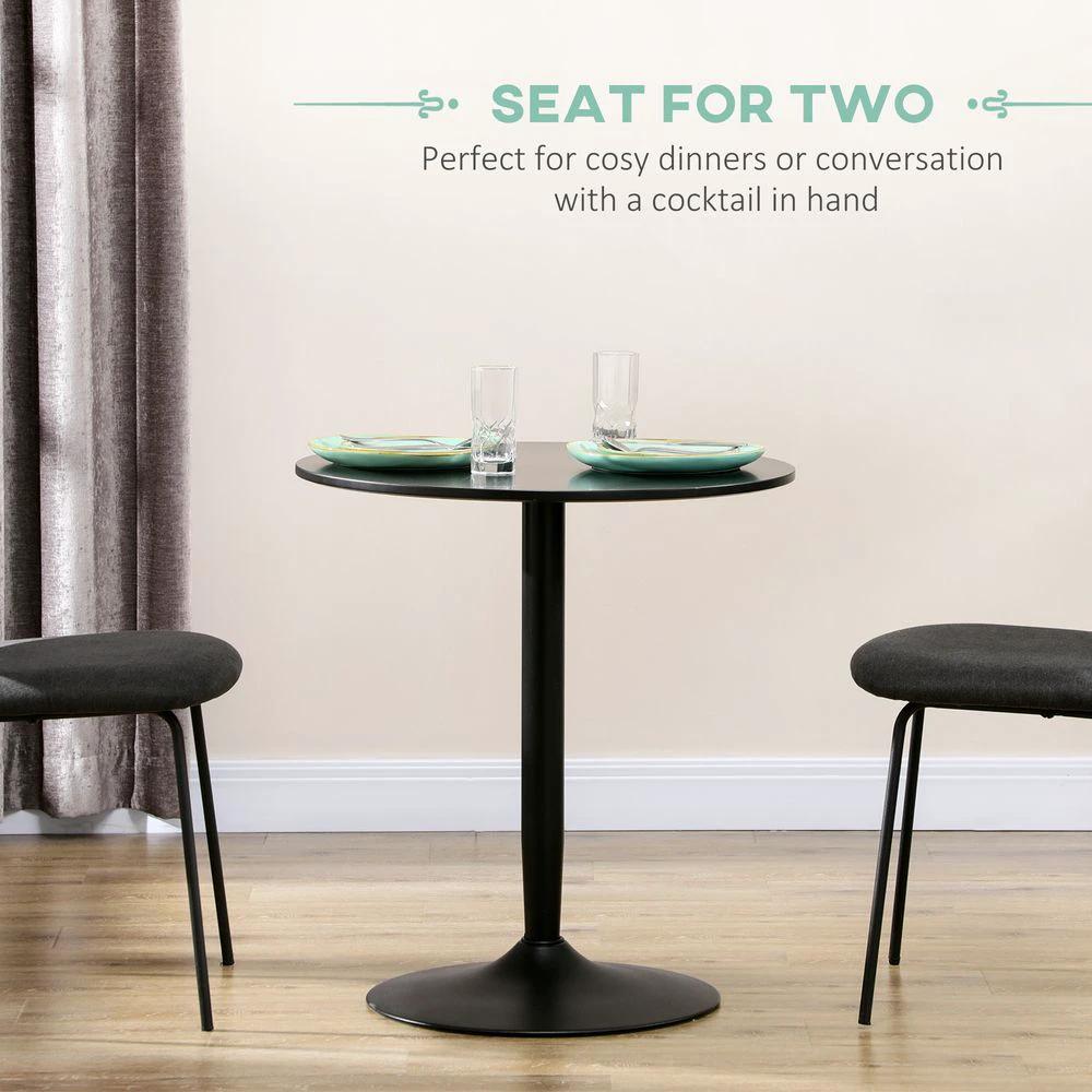 Round Dining Table with Steel Base, Non-slip Pad for Living Room by HOMCOM