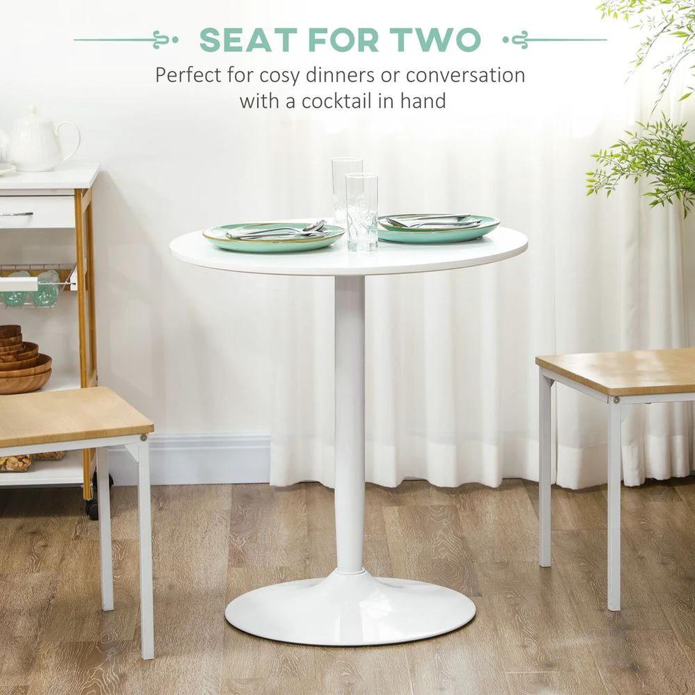 HOMCOM Round Dining Table with Steel Base, Non-slip Pad for Living Room - Uncategorized Dining Table