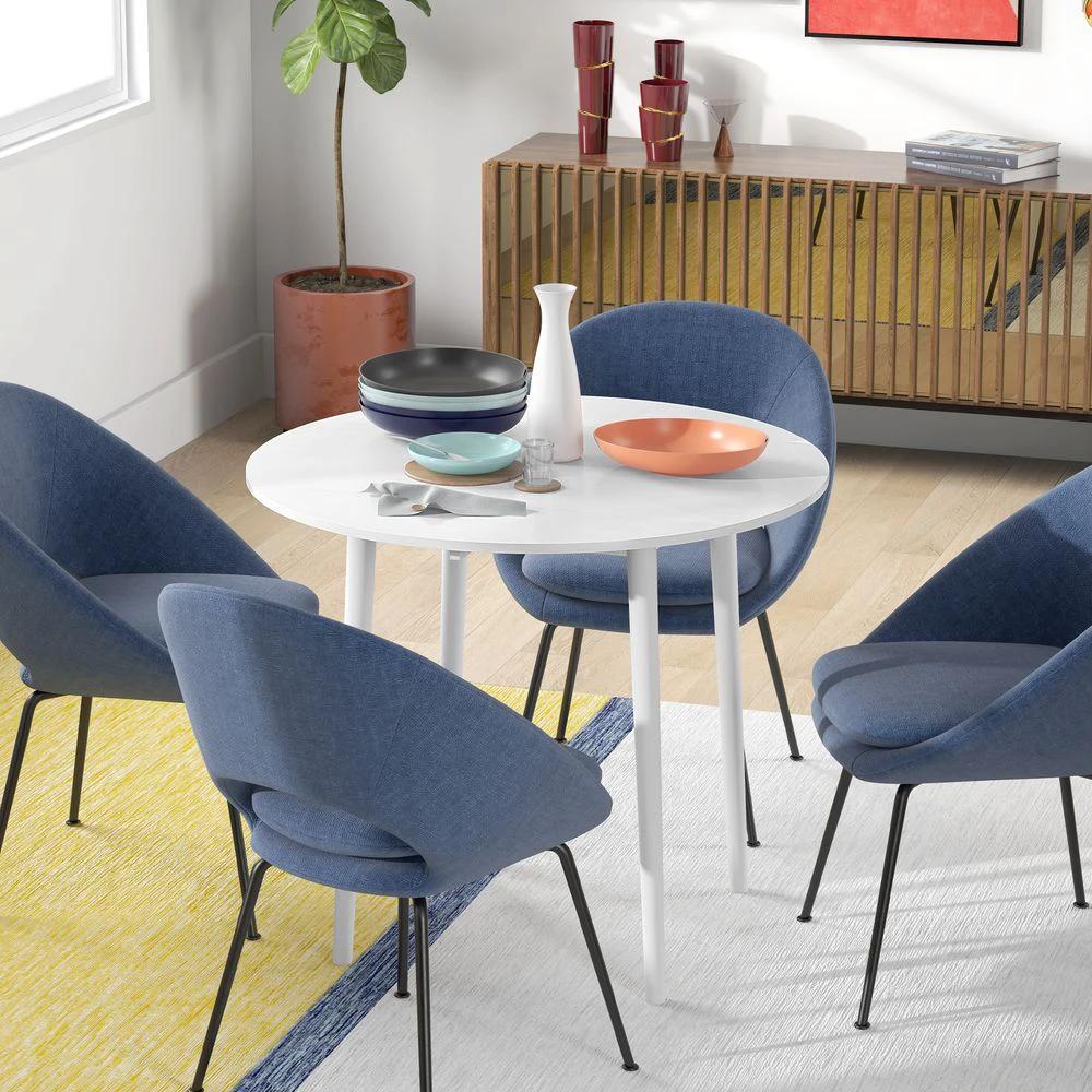 Foldable Dining Table, Round Drop Leaf Table with Wood Legs by HOMCOM