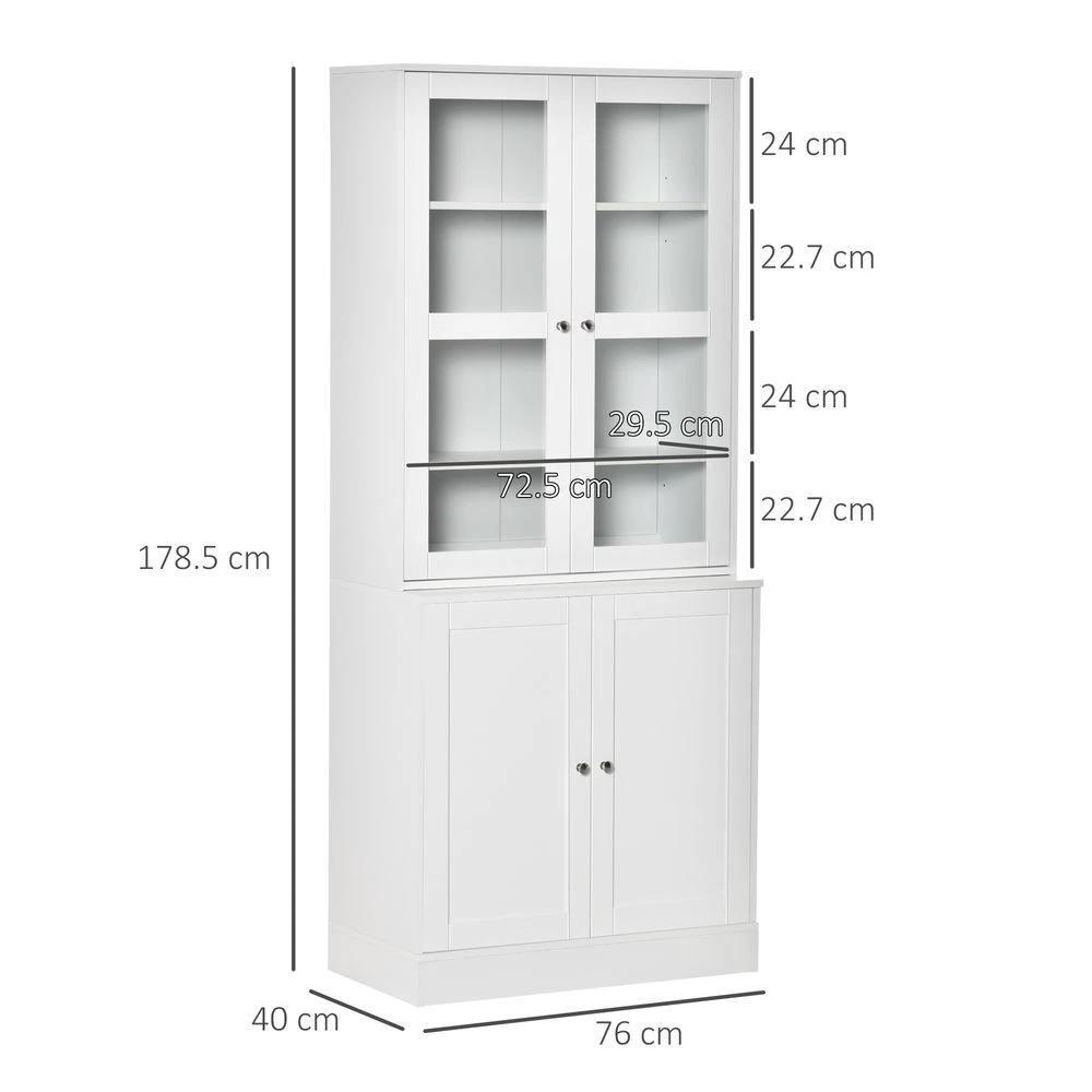 HOMCOM Modern Bookcase Display Storage Cabinet w/ Doors Adjustable Shelves - Uncategorized Display Cabinet