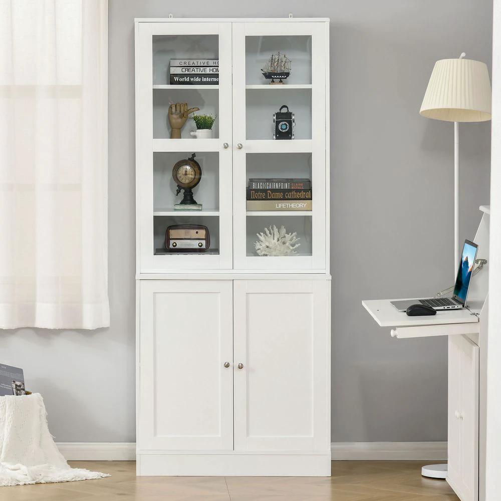 HOMCOM Modern Bookcase Display Storage Cabinet w/ Doors Adjustable Shelves - Uncategorized Display Cabinet