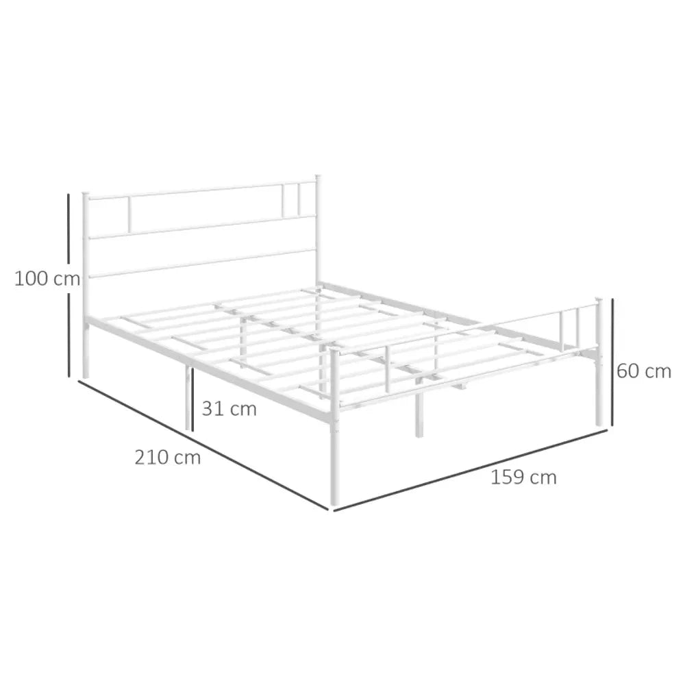 Double Metal Bed Frame w/ Headboard & Footboard, Underbed Storage Space by HOMCOM