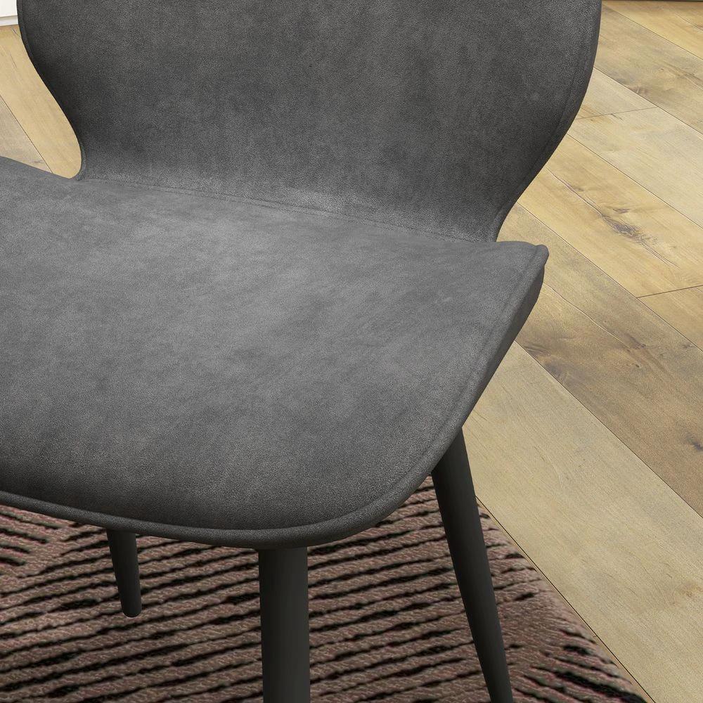 Dining Chairs Set of 2, Upholstered Kitchen Chairs with Metal Legs, Grey by HOMCOM