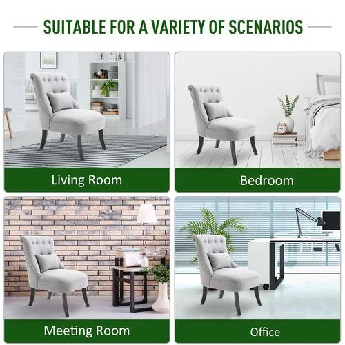 Fabric Single Sofa Dining Chair Upholstered W/ Pillow Solid Wood Leg Living Room by HOMCOM