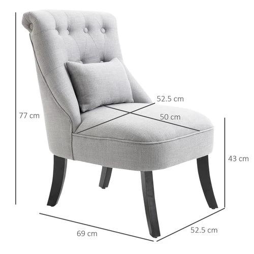 HOMCOM Fabric Single Sofa Dining Chair Upholstered W/ Pillow Solid Wood Leg Living Room - Fabric Dining Chairs