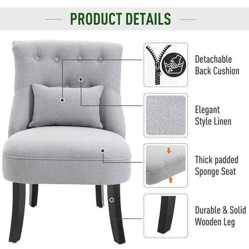 Fabric Single Sofa Dining Chair Upholstered W/ Pillow Solid Wood Leg Living Room by HOMCOM