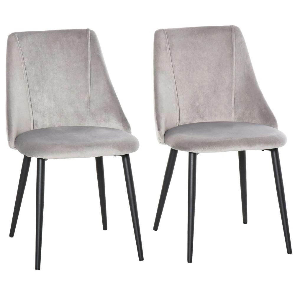 HOMCOM High Back Dining Chairs Velvet-Touch Accent Chairs with Metal Legs - Uncategorized Fabric Dining Chairs