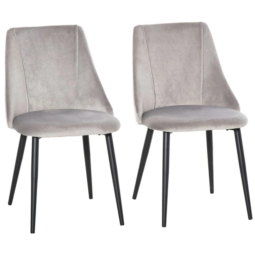 HOMCOM High Back Dining Chairs Velvet-Touch Accent Chairs with Metal Legs - Uncategorized Fabric Dining Chairs