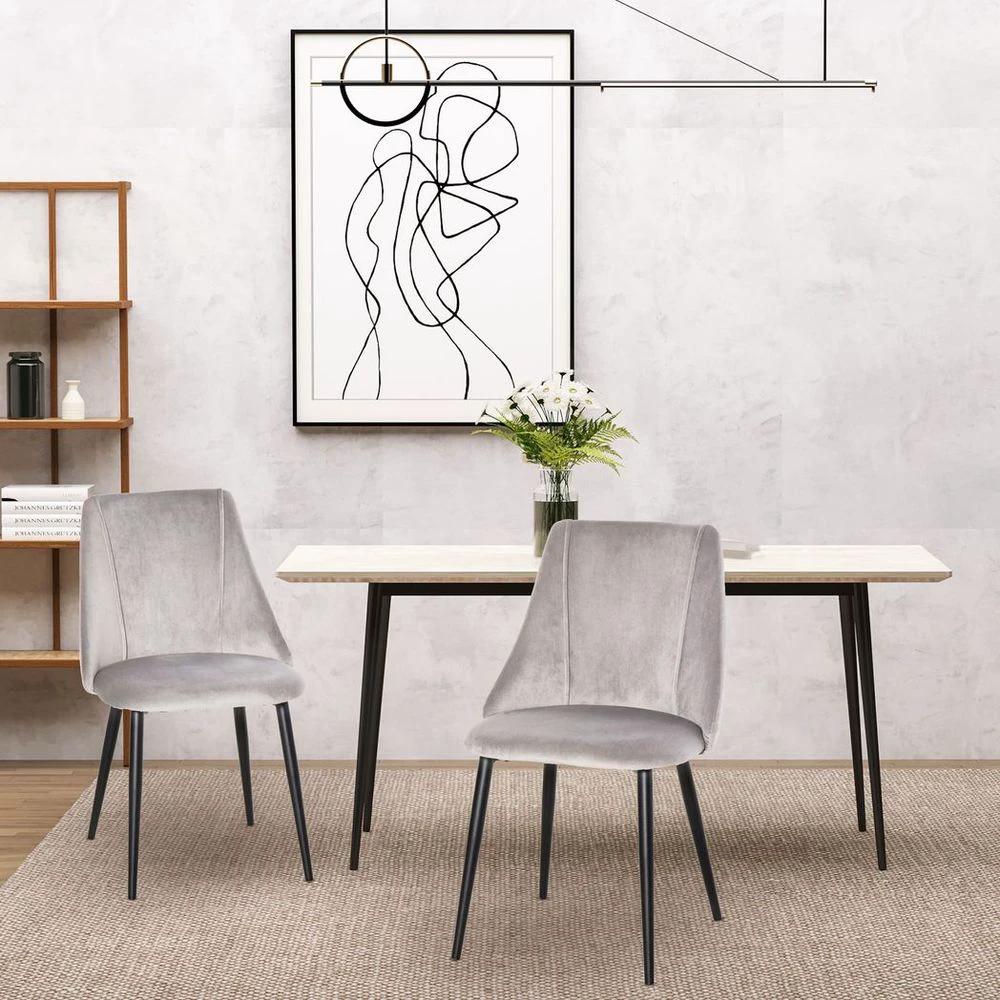 HOMCOM High Back Dining Chairs Velvet-Touch Accent Chairs with Metal Legs - Uncategorized Fabric Dining Chairs