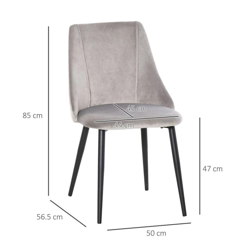 HOMCOM High Back Dining Chairs Velvet-Touch Accent Chairs with Metal Legs - Uncategorized Fabric Dining Chairs
