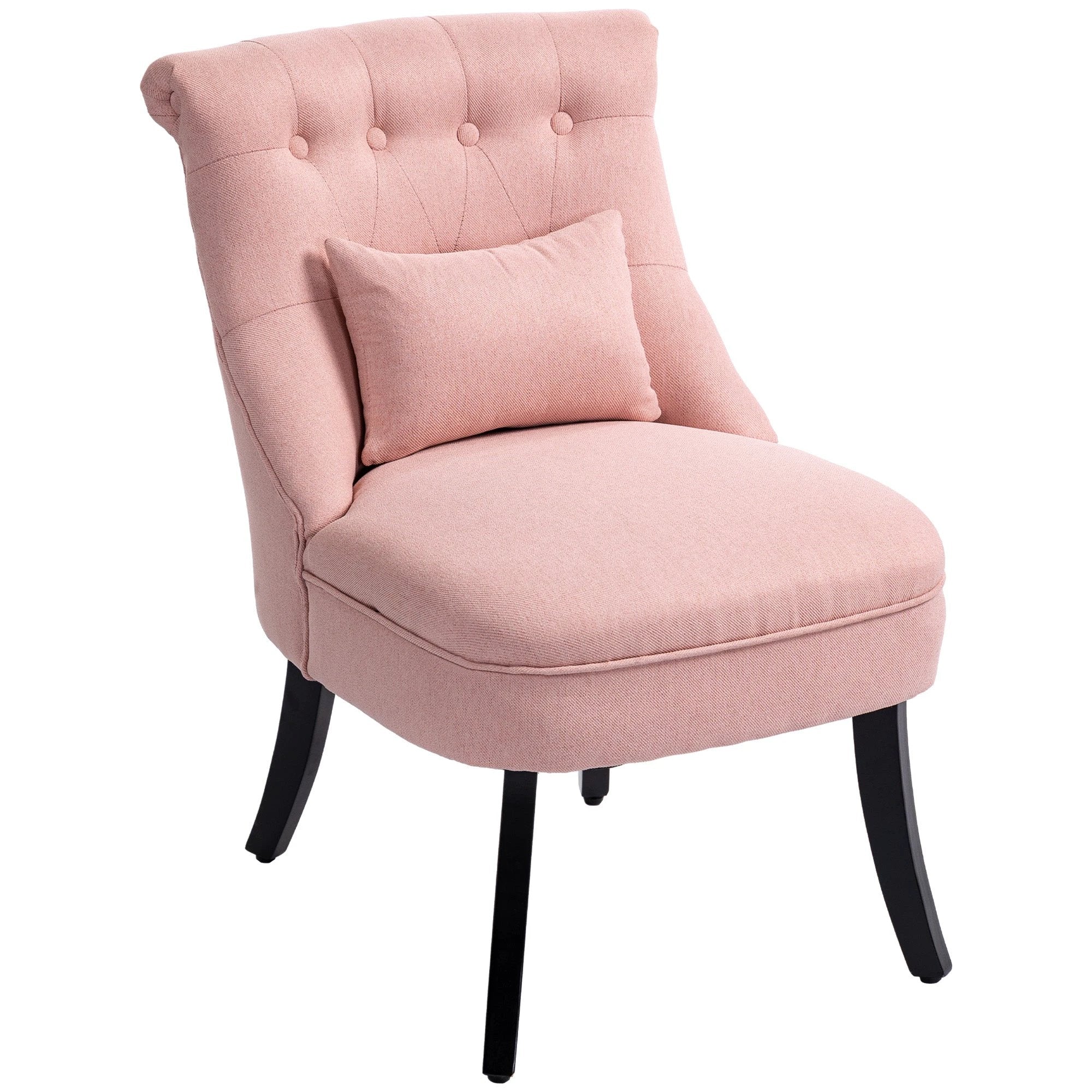 HOMCOM Fabric Single Sofa Upholstered with Pillow Wood Leg Pink by HOMCOM