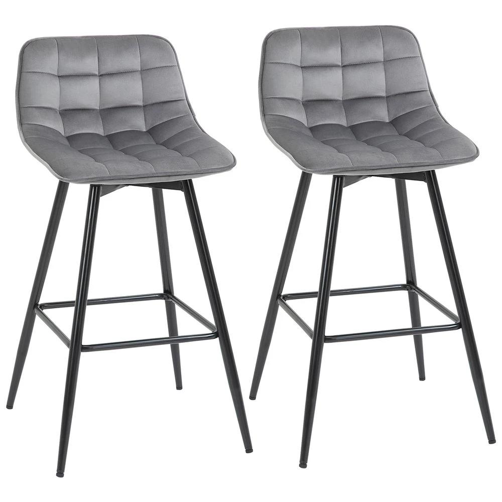 Kitchen Counter Chairs Set of 2 Velvet-Touch Dining Chairs Bar Stools by HOMCOM