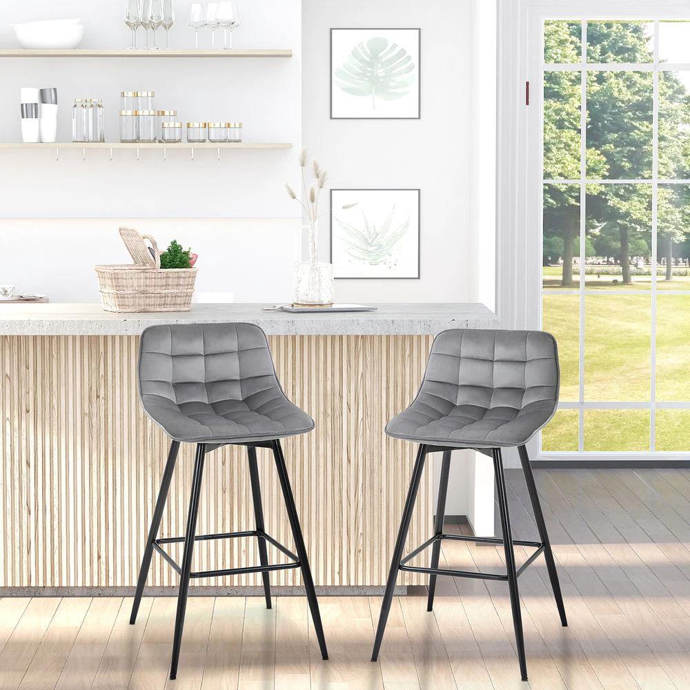 Kitchen Counter Chairs Set of 2 Velvet-Touch Dining Chairs Bar Stools by HOMCOM