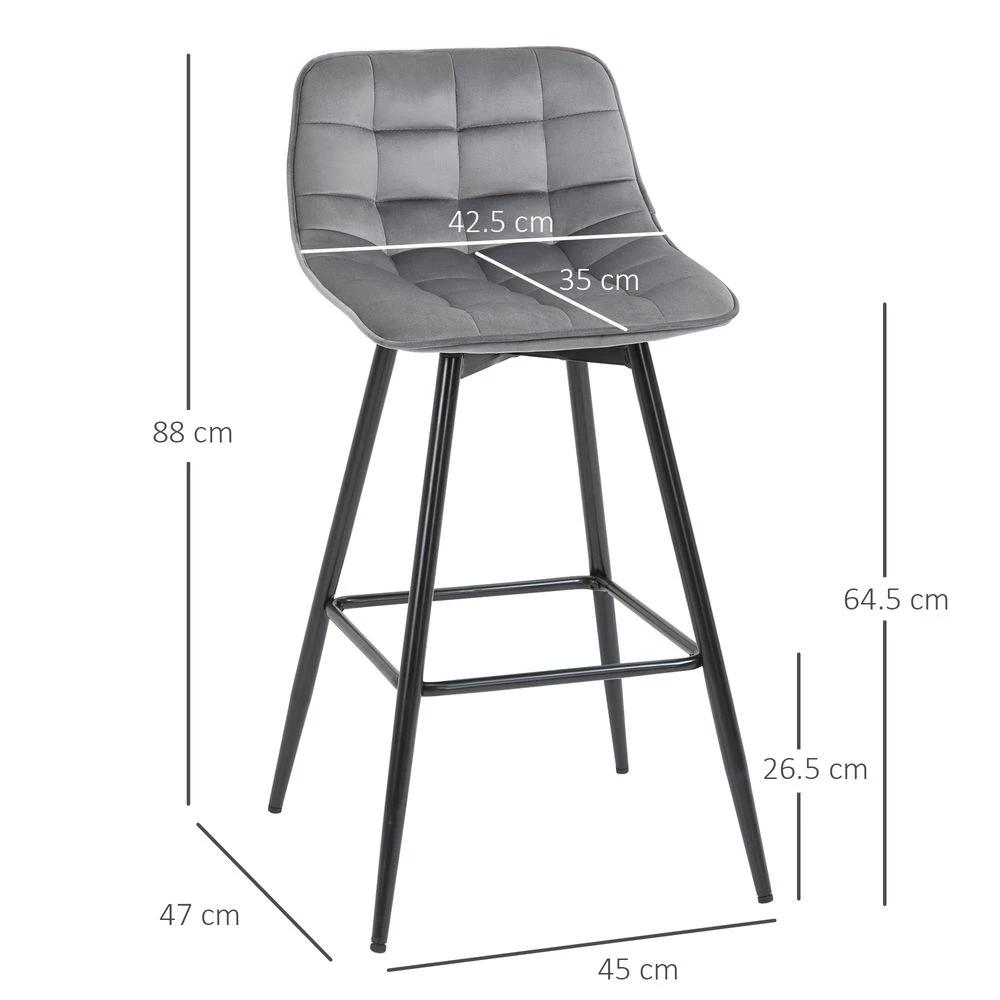 Kitchen Counter Chairs Set of 2 Velvet-Touch Dining Chairs Bar Stools by HOMCOM