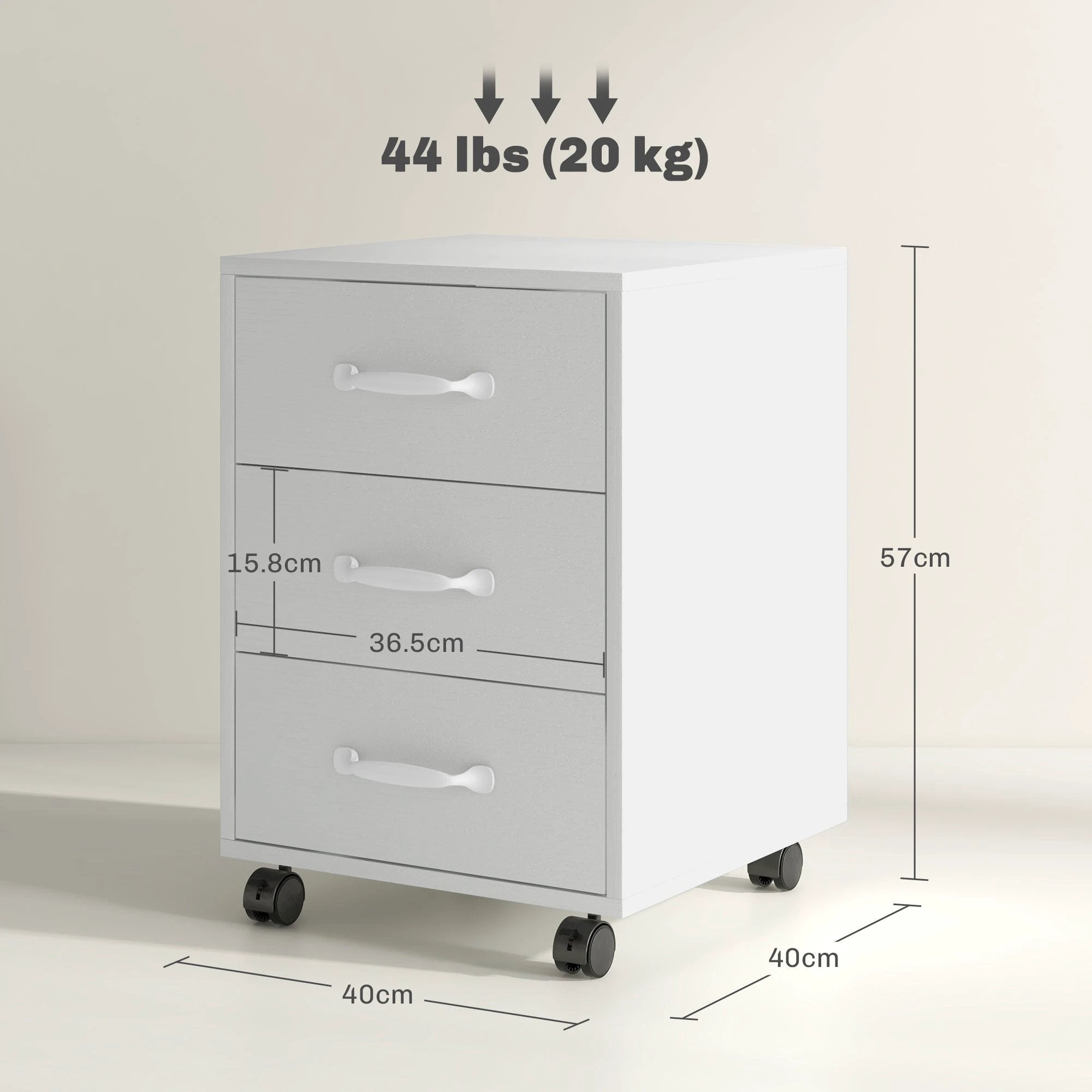HOMCOM HOMCOM File Cabinet with 3 Drawers, Under Desk Mobile Filing Cabinet - Filing Cabinet