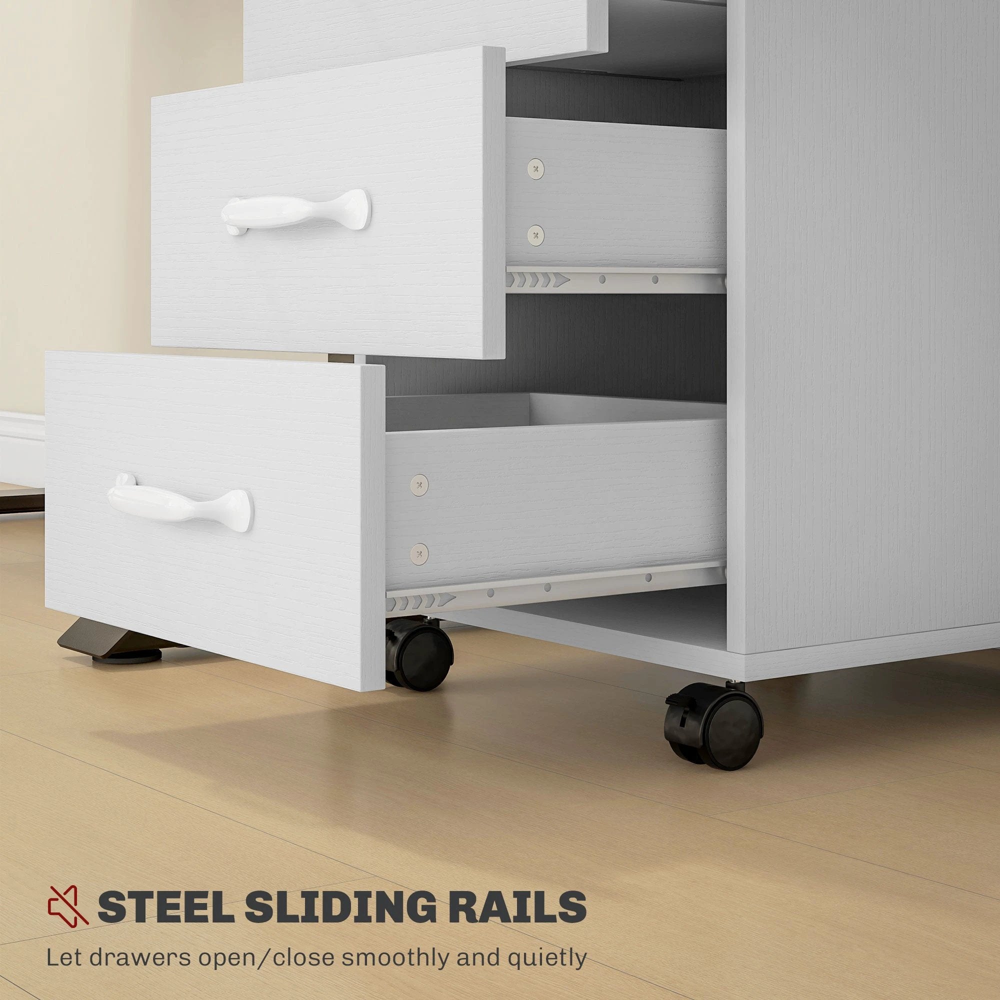 HOMCOM HOMCOM File Cabinet with 3 Drawers, Under Desk Mobile Filing Cabinet - Filing Cabinet