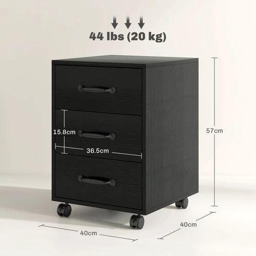 HOMCOM File Cabinet with 3 Drawers, Under Desk Mobile Filing Cabinet by HOMCOM
