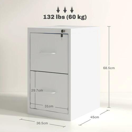 HOMCOM 2 Drawer Filing Cabinet Steel File Cabinet for A4 Letter Size White -  Filing Cabinet
