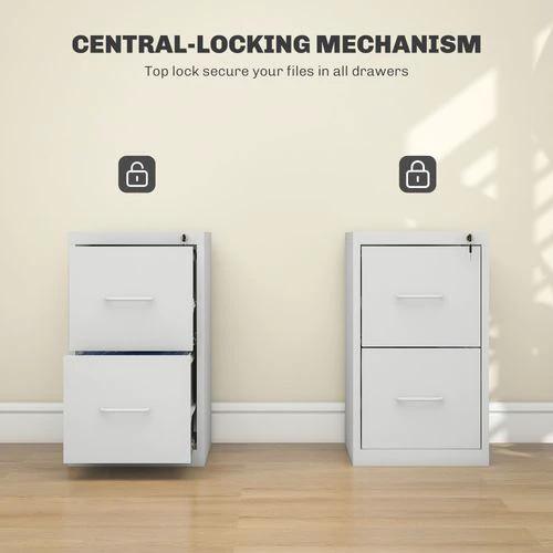 HOMCOM 2 Drawer Filing Cabinet Steel File Cabinet for A4 Letter Size White -  Filing Cabinet