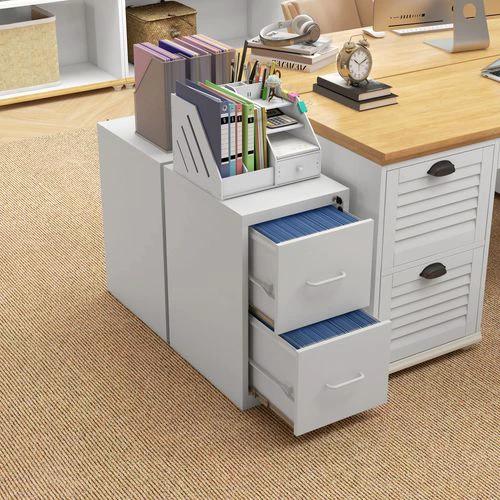 HOMCOM 2 Drawer Filing Cabinet Steel File Cabinet for A4 Letter Size White -  Filing Cabinet