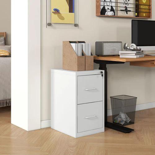 HOMCOM 2 Drawer Filing Cabinet Steel File Cabinet for A4 Letter Size White -  Filing Cabinet