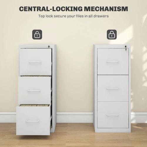 HOMCOM 3 Drawer Filing Cabinet Steel File Cabinet for A4 Letter Size White by HOMCOM