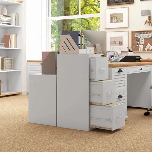 HOMCOM 3 Drawer Filing Cabinet Steel File Cabinet for A4 Letter Size White by HOMCOM