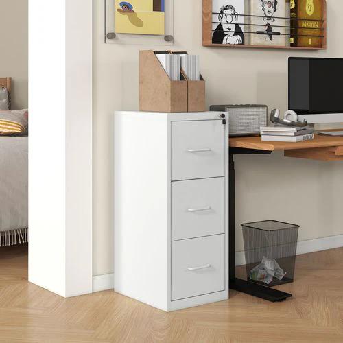 HOMCOM 3 Drawer Filing Cabinet Steel File Cabinet for A4 Letter Size White by HOMCOM