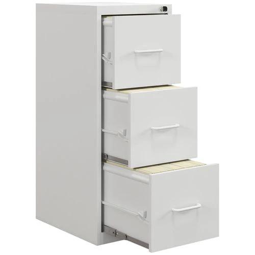 HOMCOM 3 Drawer Filing Cabinet Steel File Cabinet for A4 Letter Size White - Filing Cabinet