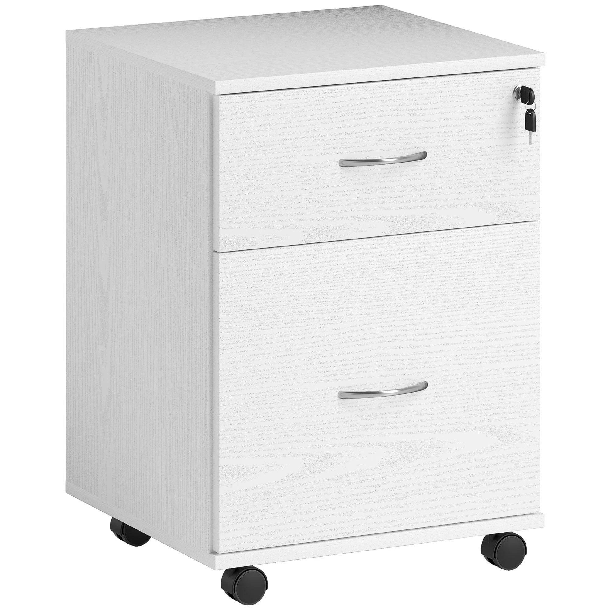 HOMCOM Pedestal Office Mobile Filing Cabinet 2 Drawer White by HOMCOM