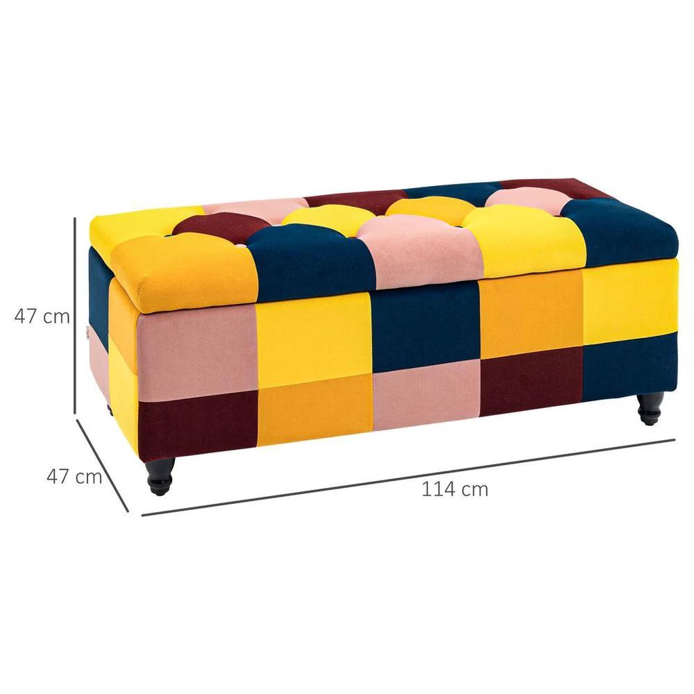 HOMCOM 114 x 47 x 47cm Velvet Storage Ottoman, Homcom Button-tufted Footstool Box - Uncategorized Footstool